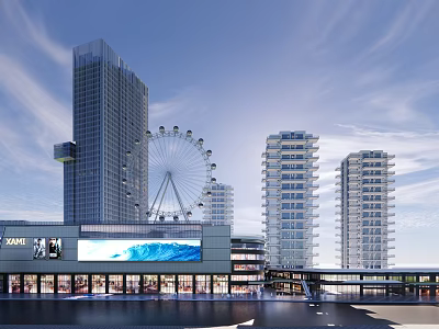 modern shopping mall commercial complex 3d model
