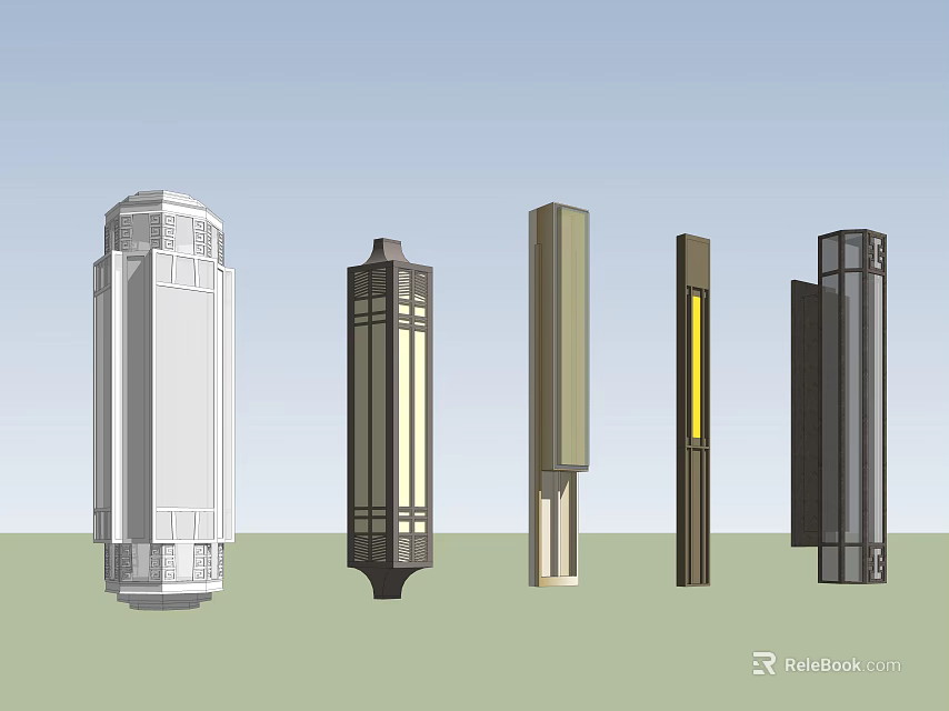 Stylish Wall Sconces With Various Designs For Home Interior Lighting Decoration 3d model