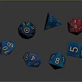 Colorful Shiny Numbered Dice In Blue And Red For Game Accessories