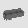 Modern Three Seater Sofa With Light Beige Leather Upholstery And Armrests 3d model