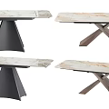 Modern Dining Tables With Marble Tops And Conical Or X Shaped Metal Bases