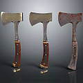 Vintage And Modern Axes With Metal Heads And Wooden Leather Wrapped Handles