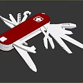 Red Swiss Army Knife With Multiple Metal Hardware Tools And Blades 3d model