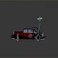 Vintage Style Car With Unique Design Glowing Elements Circular Wheels And Roof Mounted Device