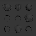 Black Textured Sculptural Scene Components In Various Sizes And Shapes