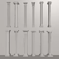 European Column Roman Column Gypsum Column Gypsum Line Cylindrical Square Column 3d model