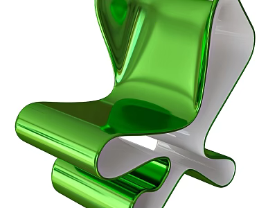 Green Modern Leisure Chair Featuring Sleek Curved Design And Shiny Surface 3d model