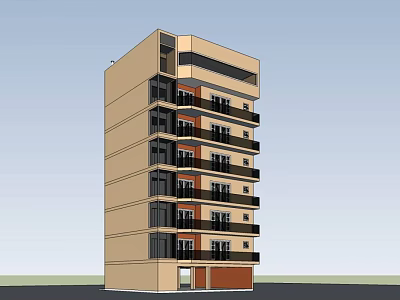 Modern Multi Story Residential Building With Balconies Exterior Walls And Windows 3d model
