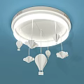 Modern White Glowing Ceiling Light With Decorative Hot Air Balloon And Cloud Pendants 3d model