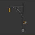 Urban Street Traffic Light Poles With Yellow Signals And Pedestrian Devices