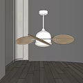 Modern White Air Conditioning Fan With Wooden Blades And Integrated Light