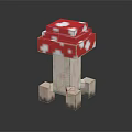 Pixel Art Style Red Spotted Cap Mushroom With White Stalk And Base