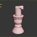 Ornate Carved Vintage Candlestick With Burning Candle On Dark Background