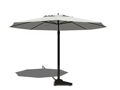 Outdoor White Patio Umbrella With Black Frame And Stable Base 3d model