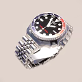 Seiko Stylish Dive Watch with Black Dial Red and Blue Bezel and Silver Metal Bracelet