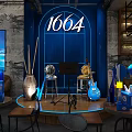 Vibrant Bar With 1664 Live Music Stage Blue Red Lighting Screen And Audience