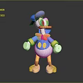 Cartoon Duck Character With Blue Hat Red Bow Tie And Yellow Feet