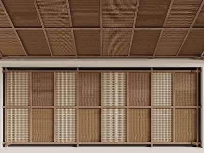 Modern Interior Ceiling Design With Grid Pattern And Textured Panels 3d model