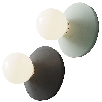 Modern Minimalist Wall Lamp With Concrete Base And Spherical Frosted Glass Shade 3d model