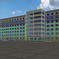 Modern Multi Storey Hospital Building With Glass Curtain Wall Plaza Green Trees And People