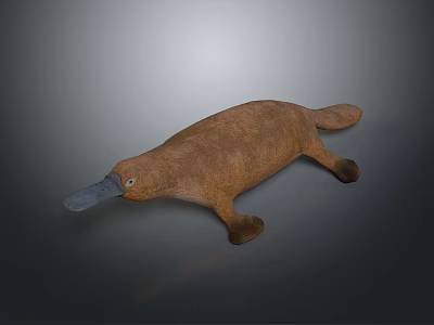 Soft Brown Platypus Stuffed Toy With Duck Bill Limbs And Tail For Kids Play 3d model