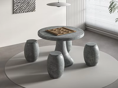 New Chinese Style Stone Table Stone Bench Chess Go Chess 3d model