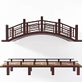 Traditional Wooden Arch Bridge With Intricate Railings And Smooth Deck Design