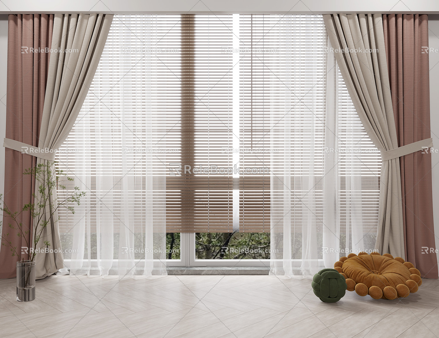 Modern Curtain Fabric Curtain 3d model