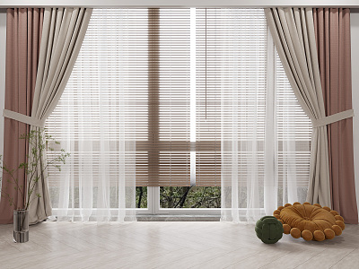 Modern Curtain Fabric Curtain 3d model