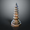 Traditional Stone Pagoda With Multi Tiered Structure And Hexagonal Base Design 3d model