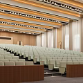 Modern Spacious Conference Hall With Neat Comfortable Seats And Functional Stage For Various Official Events