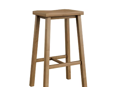 Wooden Bar Stool With Square Seat And Crossed Legs Simple Design 3d model