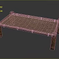 Rustic Wooden Woven Bench With Natural Frame And Textured Surface Details
