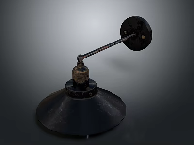 Vintage Industrial Black Metal Mechanical Device With Round Base And Rod 3d model