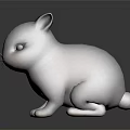 Adorable White Rabbit Toy With Black Ears In Sitting Pose On Dark Background