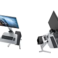 Sturdy Iron Art Mobile Workstation With Monitor Stand Keyboard Tray And Wheels