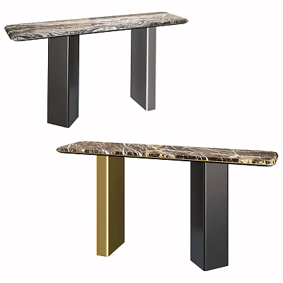 Modern Elegant Console Table With Marble Tabletop And Metal Legs Gold Black And Silver Finishes 3d model