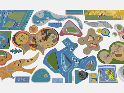Kids Play Area Creative Design With Colorful Interactive Zones Safe Play Structures And Fun Spaces 3d model