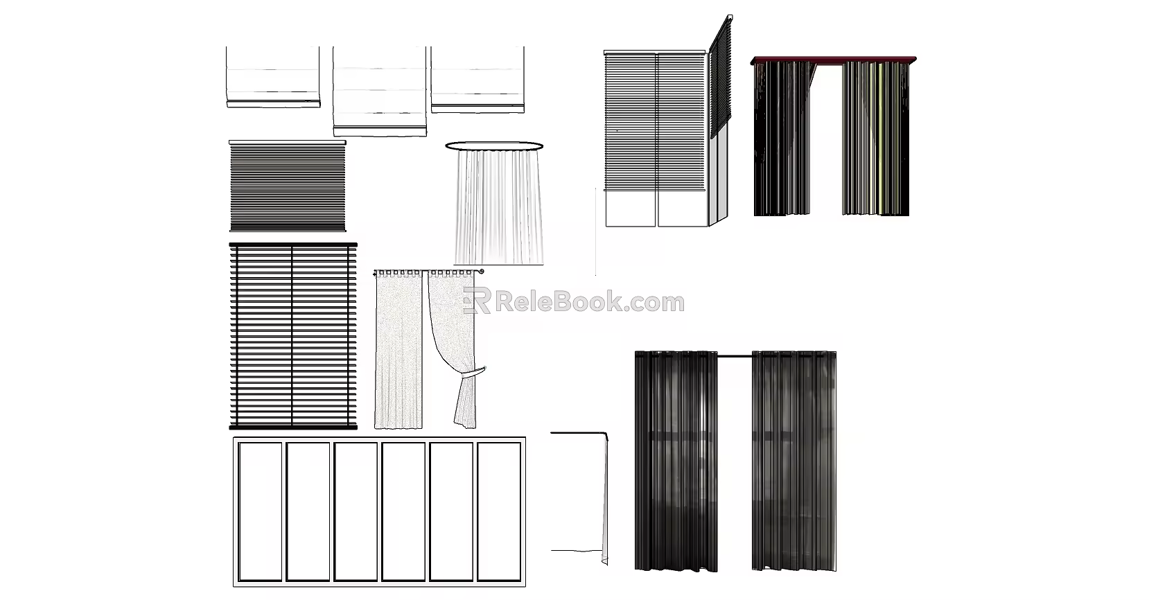 modern hanging curtain shower curtain louver curtain window 3d model