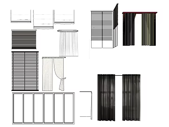 modern hanging curtain shower curtain louver curtain window 3d model