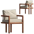 Modern Accent Chair With Wooden Frame Beige Cushion And Armrests