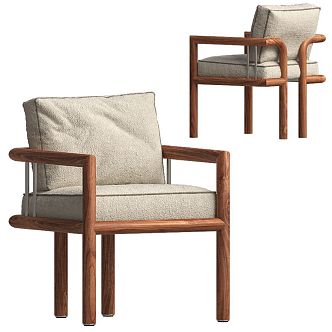 Imane Ancient Quiet Wood Leisure Chair Armchair 3d model