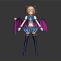 Anime Character With Orange Hair Horns Purple Wings Blue Outfit And Heart Shaped Magic Wand