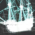 Vintage Wooden Sailing Ship With Tall Masts And Red Gold Hull Design