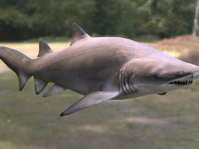 Large Grey Shark With Sharp Teeth Swimming In Marine Ecosystem 3d model