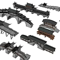 Traditional Chinese Scenic Bridge With Wooden Structure And Curved Eaves Design