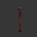 Enchanted Fantasy Staff With Blue Gemstone Top Wooden Shaft And Spiral Design