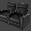 Modern Black Leather Single Seater Sofa With Armrest Cup Holders For Home Theater