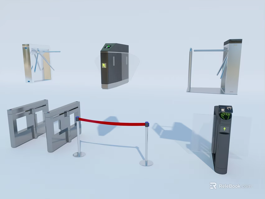 Modern Public Facility Security Access Gates With Swing Tripod And Speed Turnstile Models 3d model 