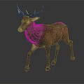 Detailed Brown Deer With Large Antlers Walking On Dark Background Sculpture